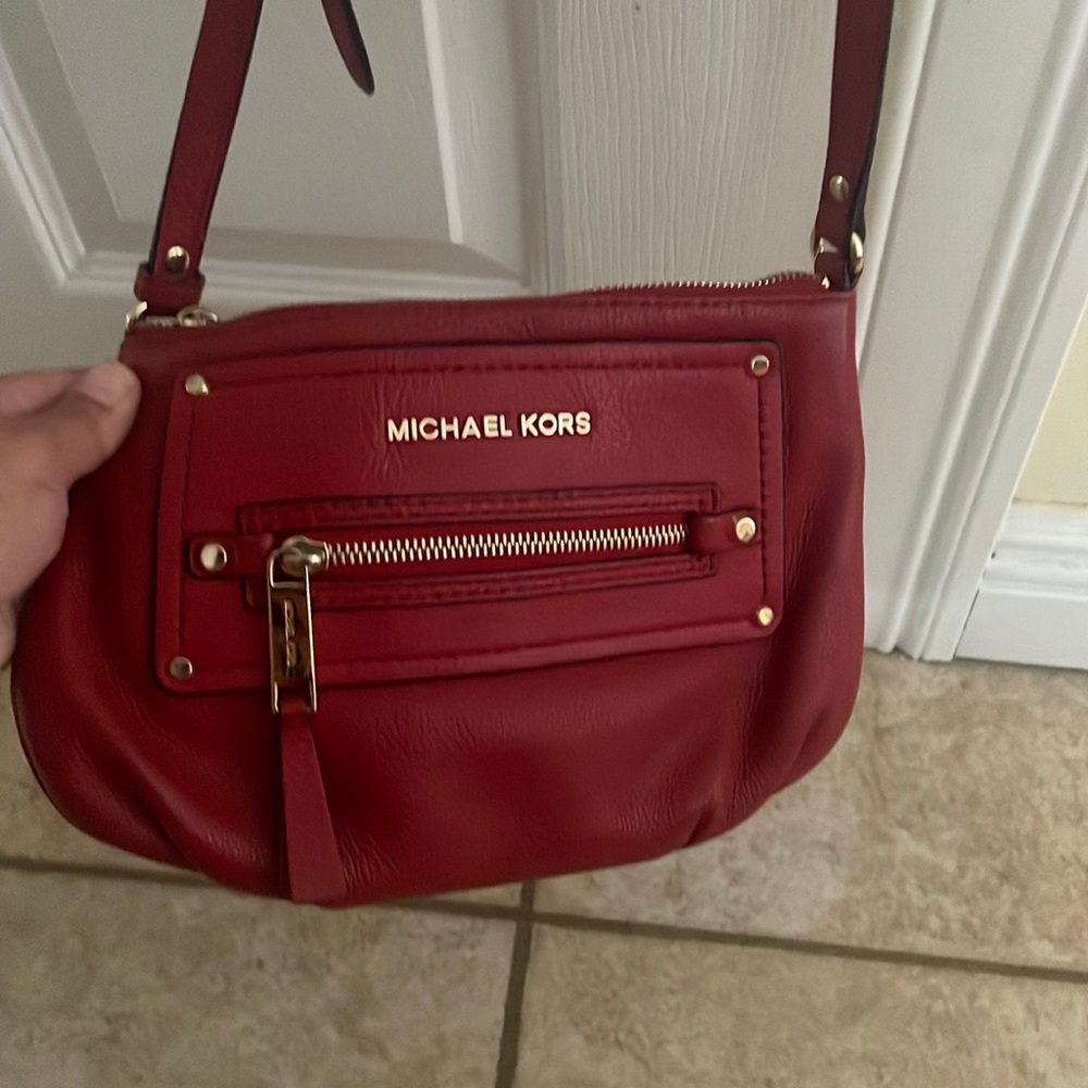 Red Leather Michael Kors Crossbody